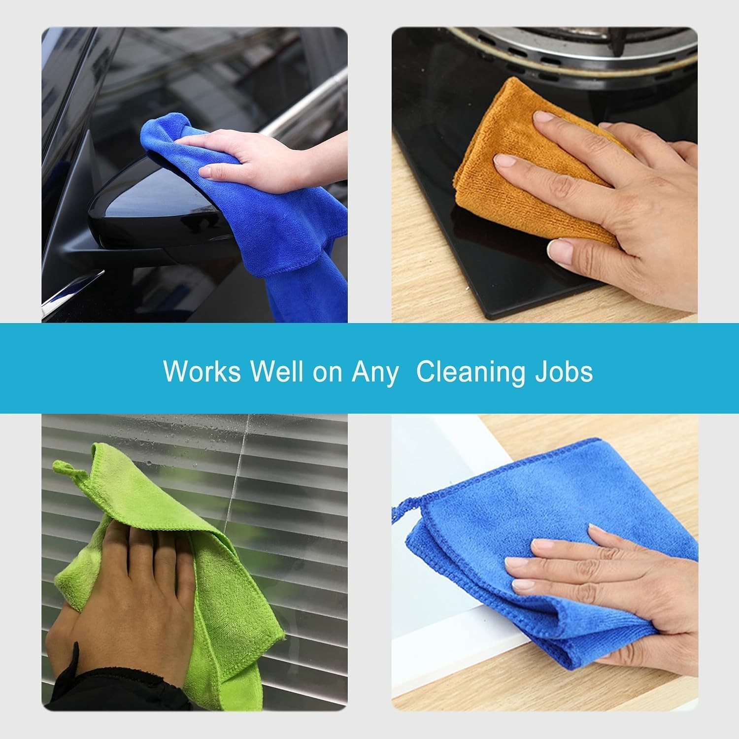 Multi-Colored Thick Microfiber Cleaning Cloth Set – Lint-Free & Durable, 6 Pack