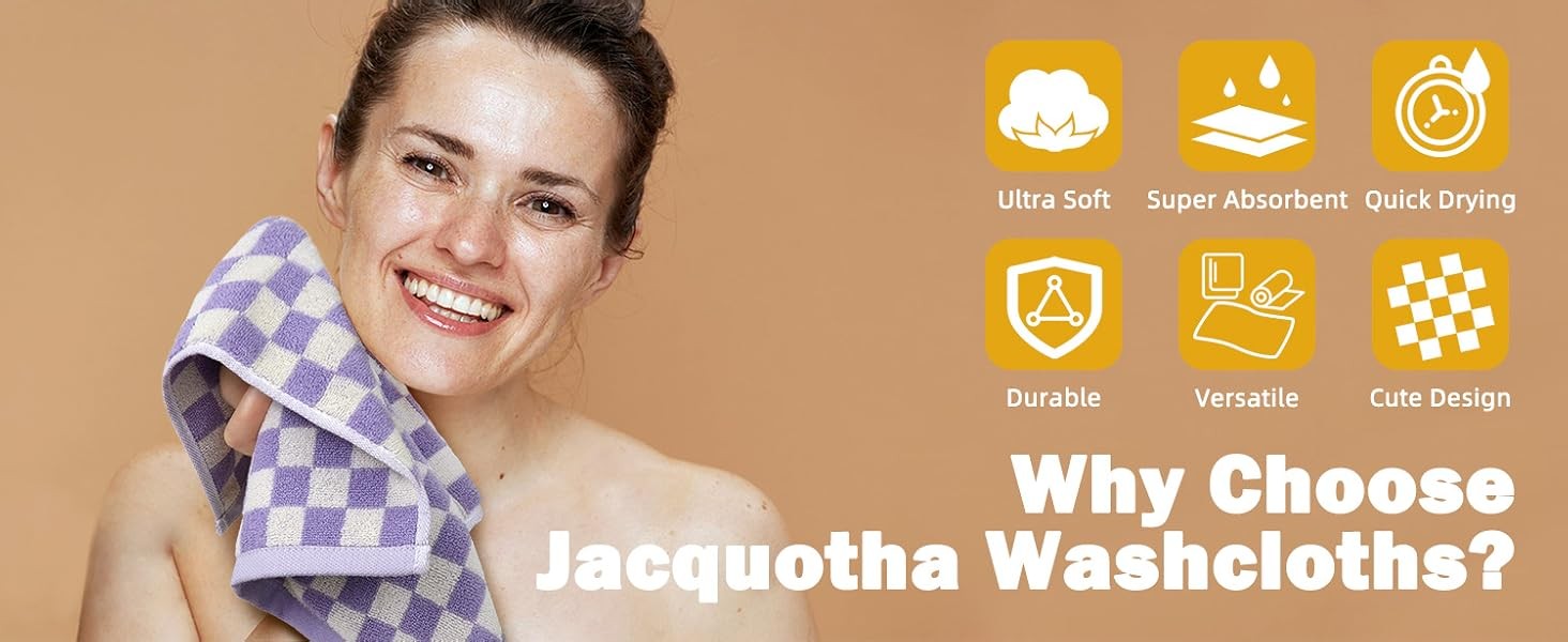 Washcloths 12 Pack Checkered – Wash Cloths for Showering (13″x13″) in 4 Colors,