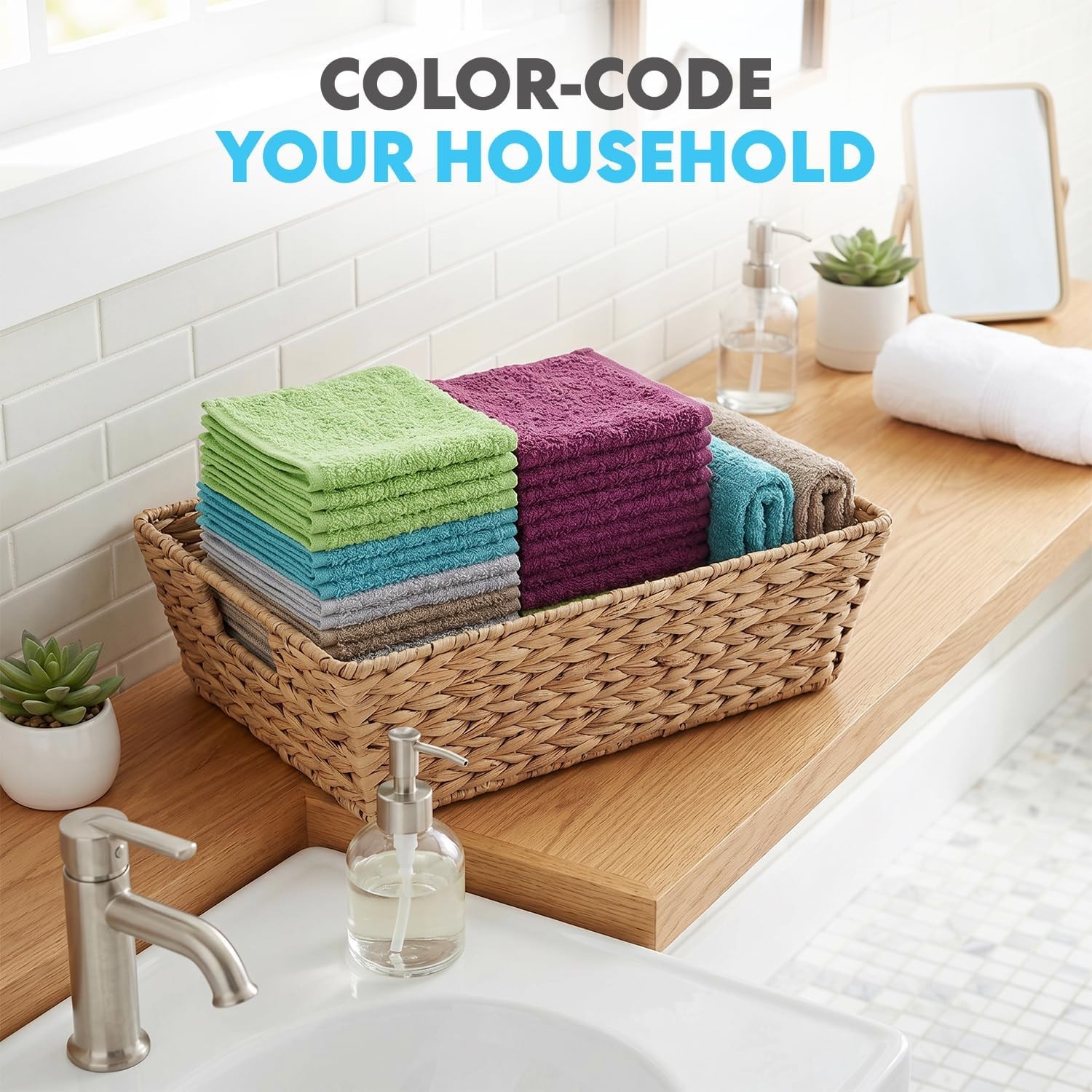 Simpli-Magic Cotton Wash Cloths 12″x12″ (50 Pack) – Highly Absorbent Soft Towels