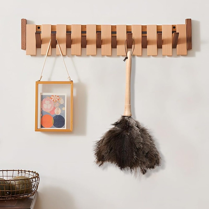 Ostrich Feather Duster Anti-Static Wooden Handle Dust Cleaning Tool Home Office
