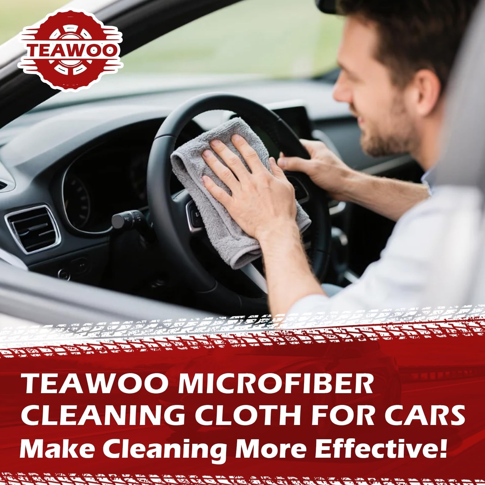 Microfiber Cleaning Cloths Bulk-15 Pack, Gray Microfiber Towels for Cars, Ultra