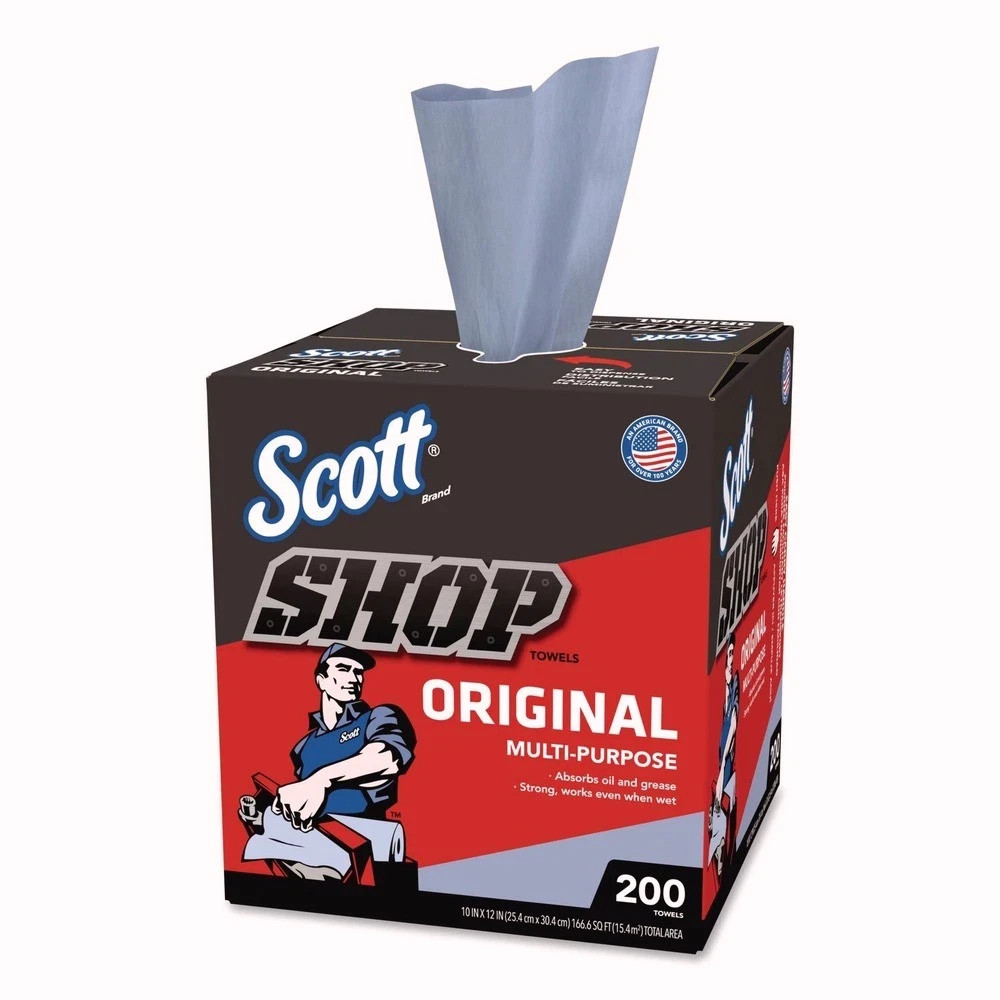 Scott 75190BX 9″ x 12″ 1-Ply Shop Towels Original – Unscented/Blue (200/Box) New