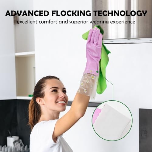Reusable Rubber Cleaning Gloves for Medium (Pack of 3) Assorted Colors