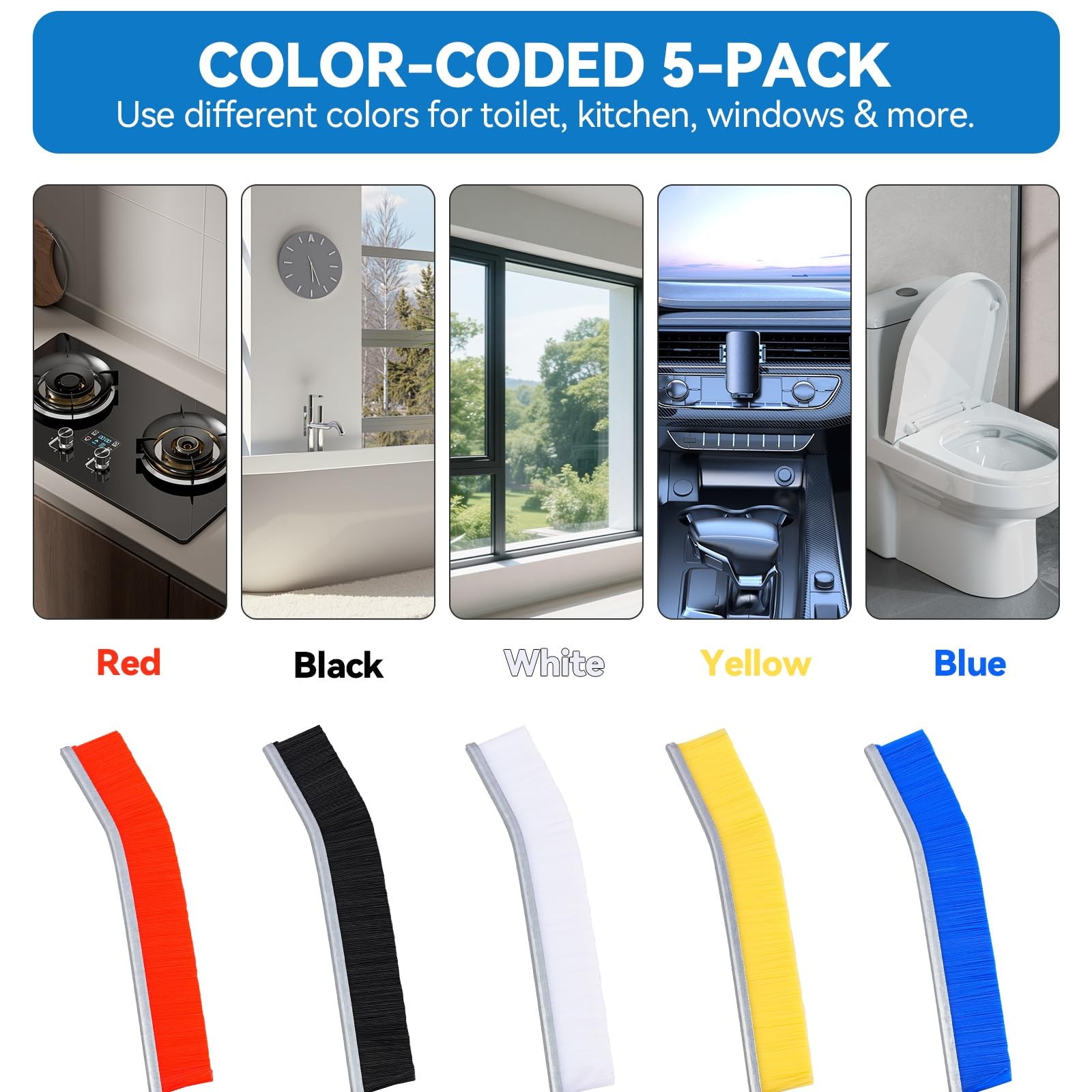 YUNWEIXU 10-Pack Crevice Cleaning Brush Set for Tight Spaces inch, Multicolor