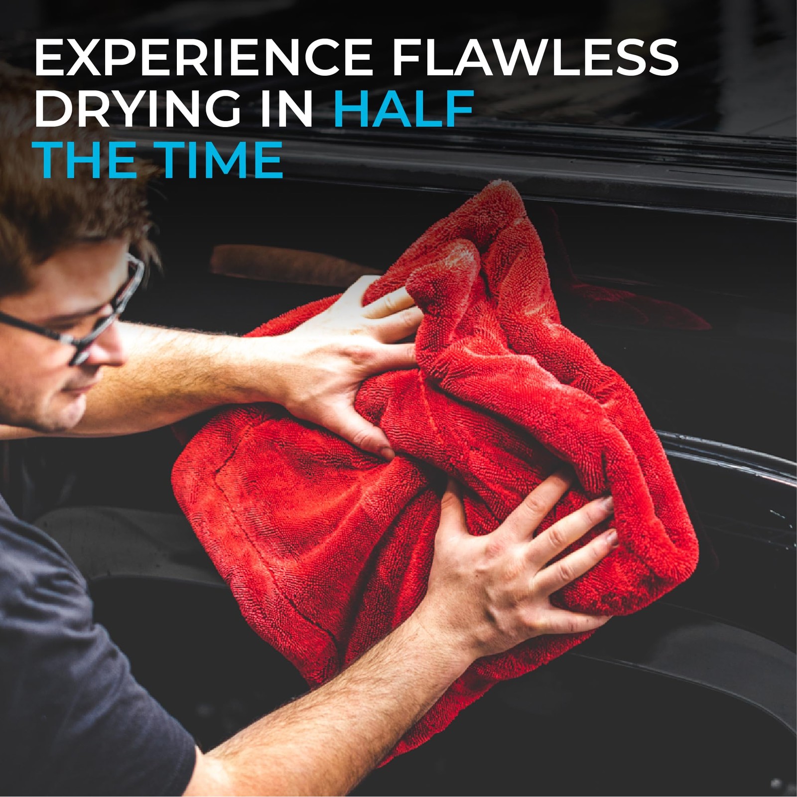 1500gsm Heavy Duty Car Drying Towel 30in x 30in, 70/30 Blend Twist Loop Design