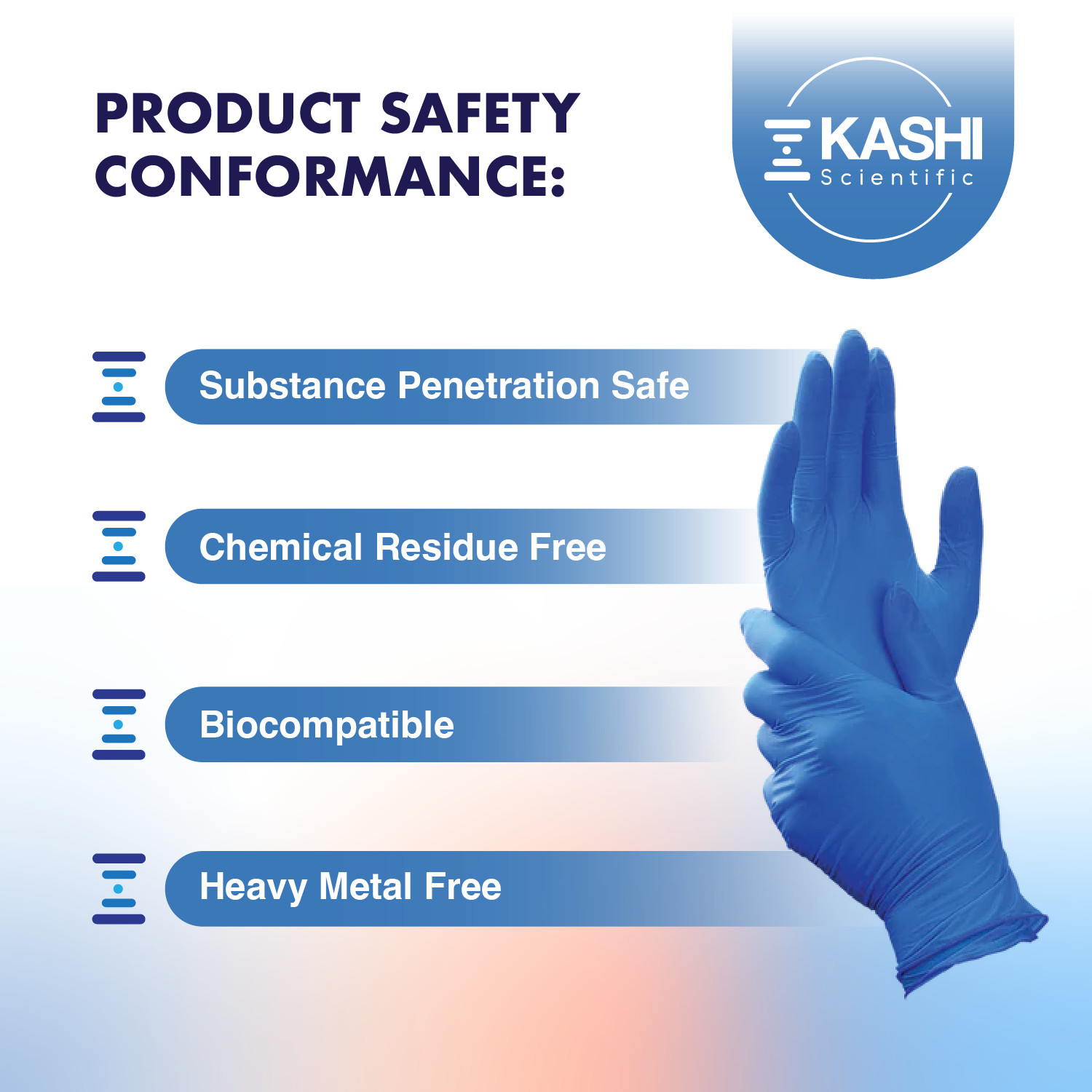 Kashi Scientific Medical Exam Nitrile Gloves, Powder & Latex Free – XS/S/M/L/XL