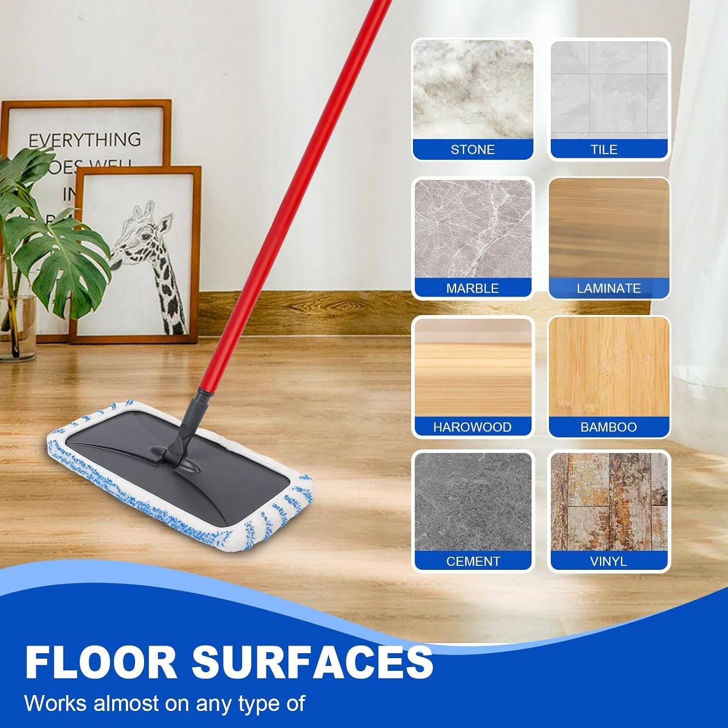 Effortless Cleaning with 2-Pack Reusable Microfiber Mop Pads for All Surfaces