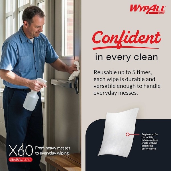 Kimberly-Clark Professional 34790 Wypall X60 Reusable Cloths 34790 Pop-Up White