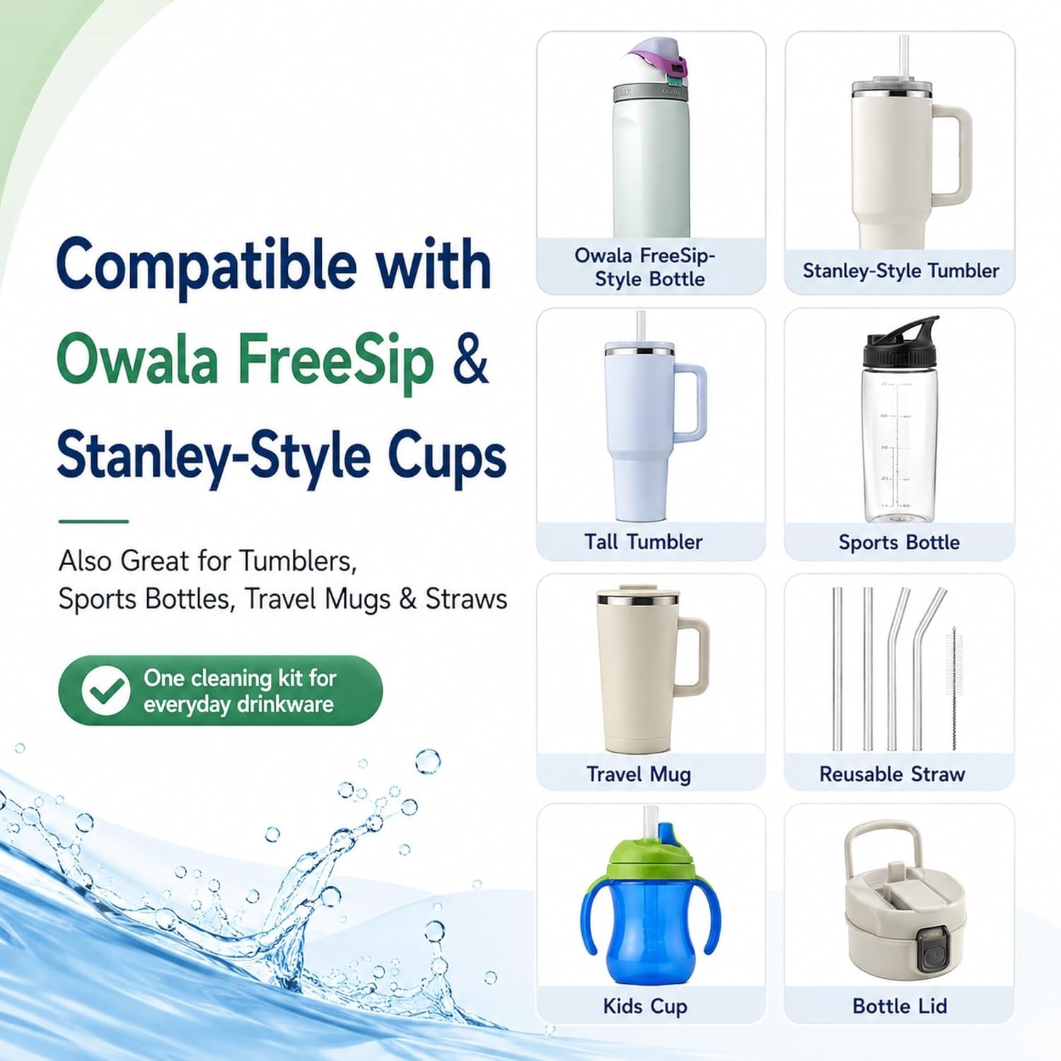 4 Pack Water Bottle Cleaning Kit Water Bottle Cleaner Brush for Owala FreeSip