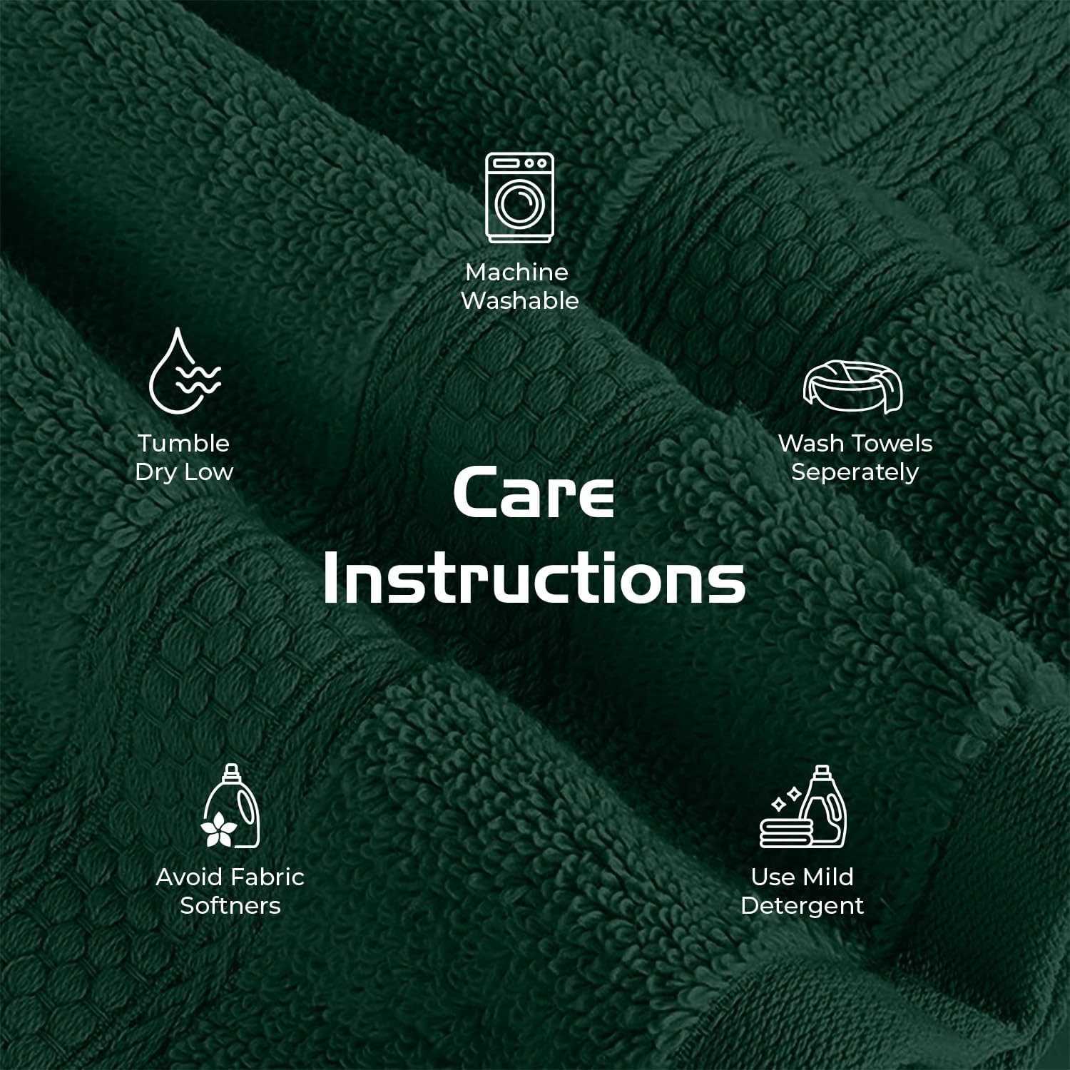 12-Pack Premium 100% Cotton Hunter Green Face Towels for Bathroom [12×12] –