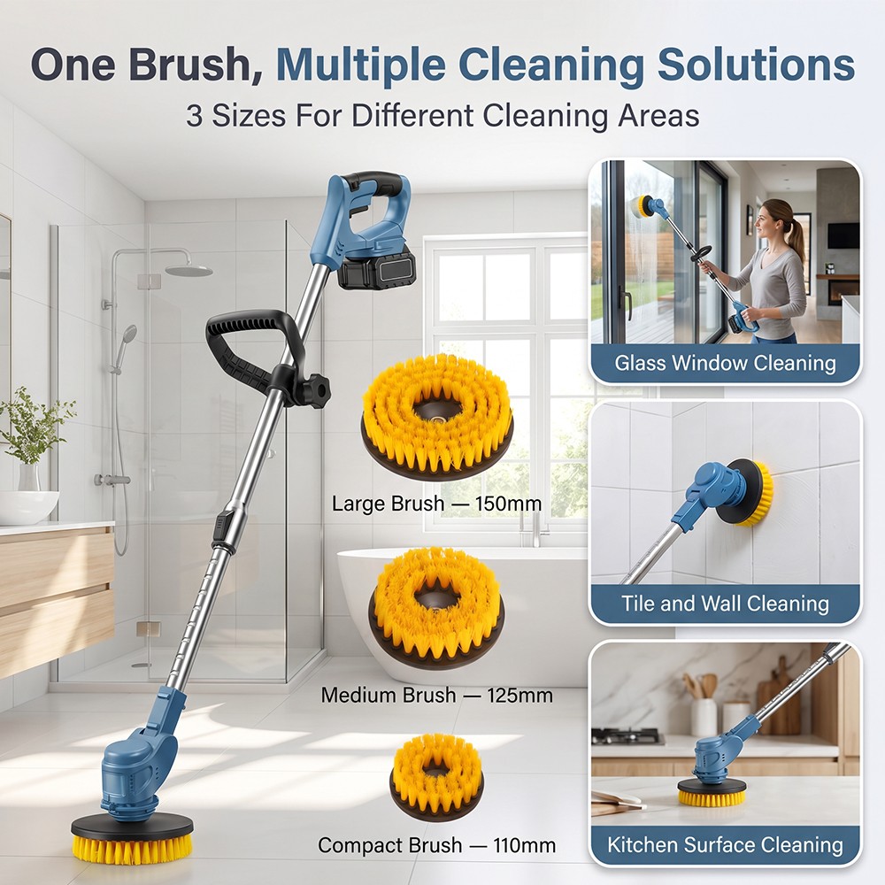 Electric Spin Scrubber,Cordless Cleaning Brush With 3 Replaceable Cleaning Heads
