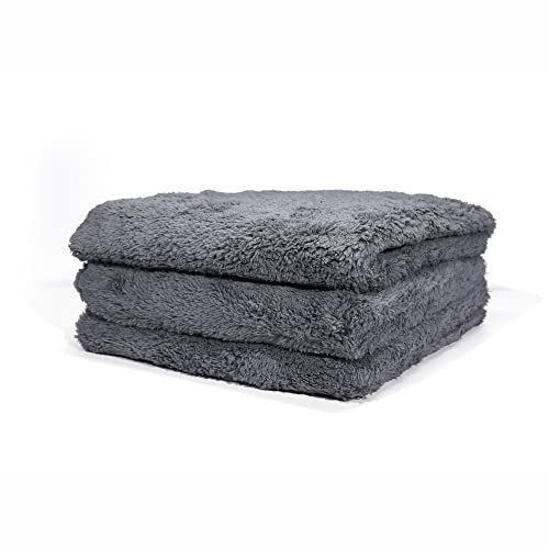 Universal Microfiber Towels – 600GSM Edgeless Design – 16″ x 16″ (3-Pack) Grey