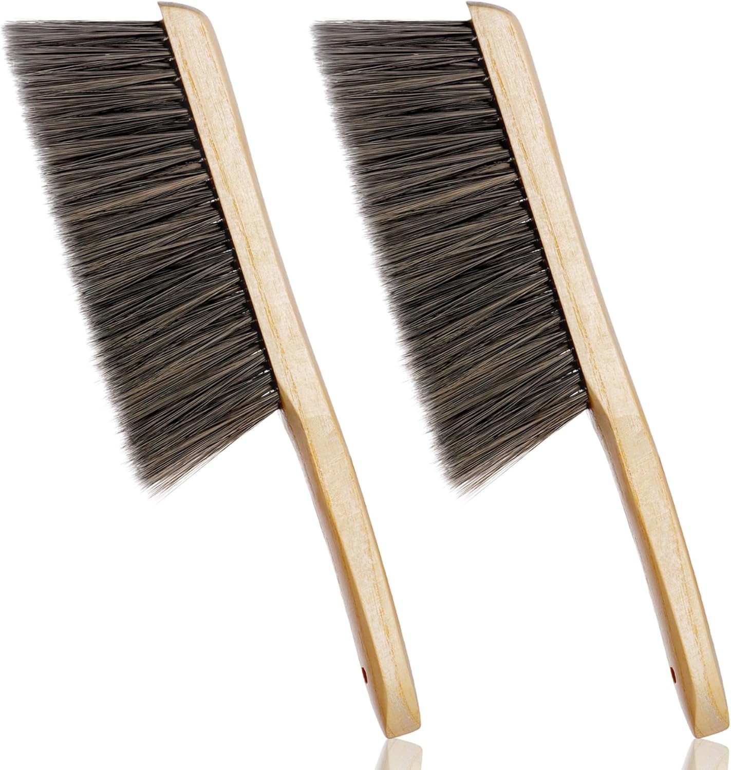 2 Pieces Wooden Handle Bench Brushes Horse Hair Brushes Soft Bristles Dust Brush