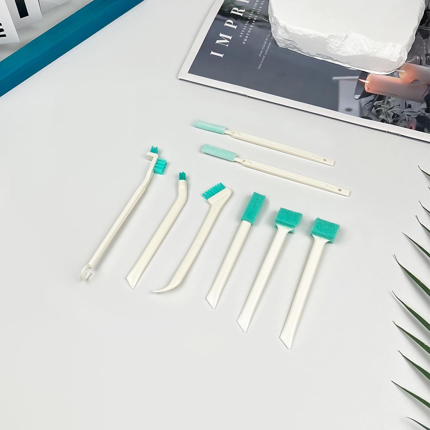 8-Piece Small Cleaning Brush Set for Tight Spaces, Mini Crevice Brushes for