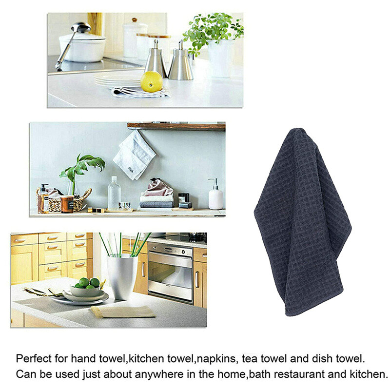 6 Pcs Black Waffle Weave Microfiber Drying Towel Auto Car Polish 16″x16″ 400 GSM