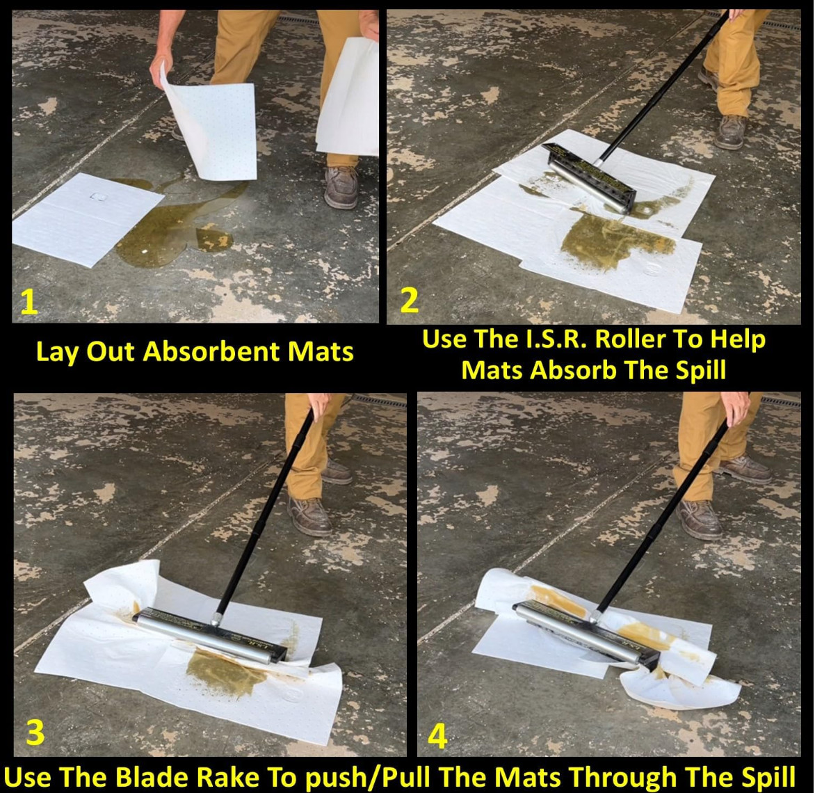 Industrial Spill Rake Oil Floor Dry Absorbent Granular Mats Pads Socks Cleanup