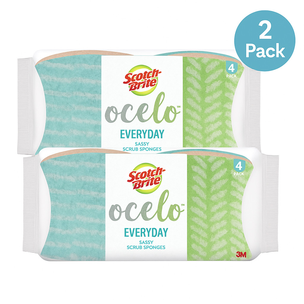 Scotch-Brite Ocelo Everyday Scrub Sponges 2 Pack New