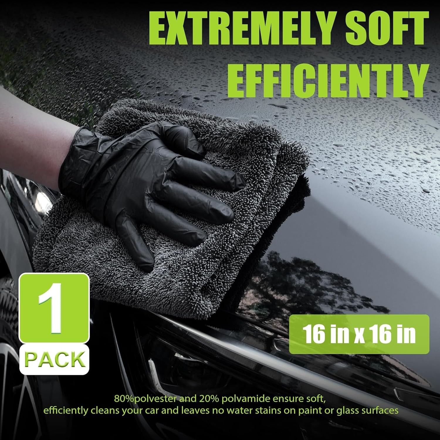 2 Pack Car Drying Towel, 1300 GSM Microfiber Towels for Cars 36″ x 24″ & 16″ …