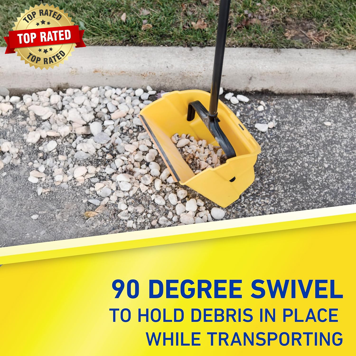 Debris Dustpan with Handle, Jumbo Debris Pan, Trash Collection for Industrial/Pr