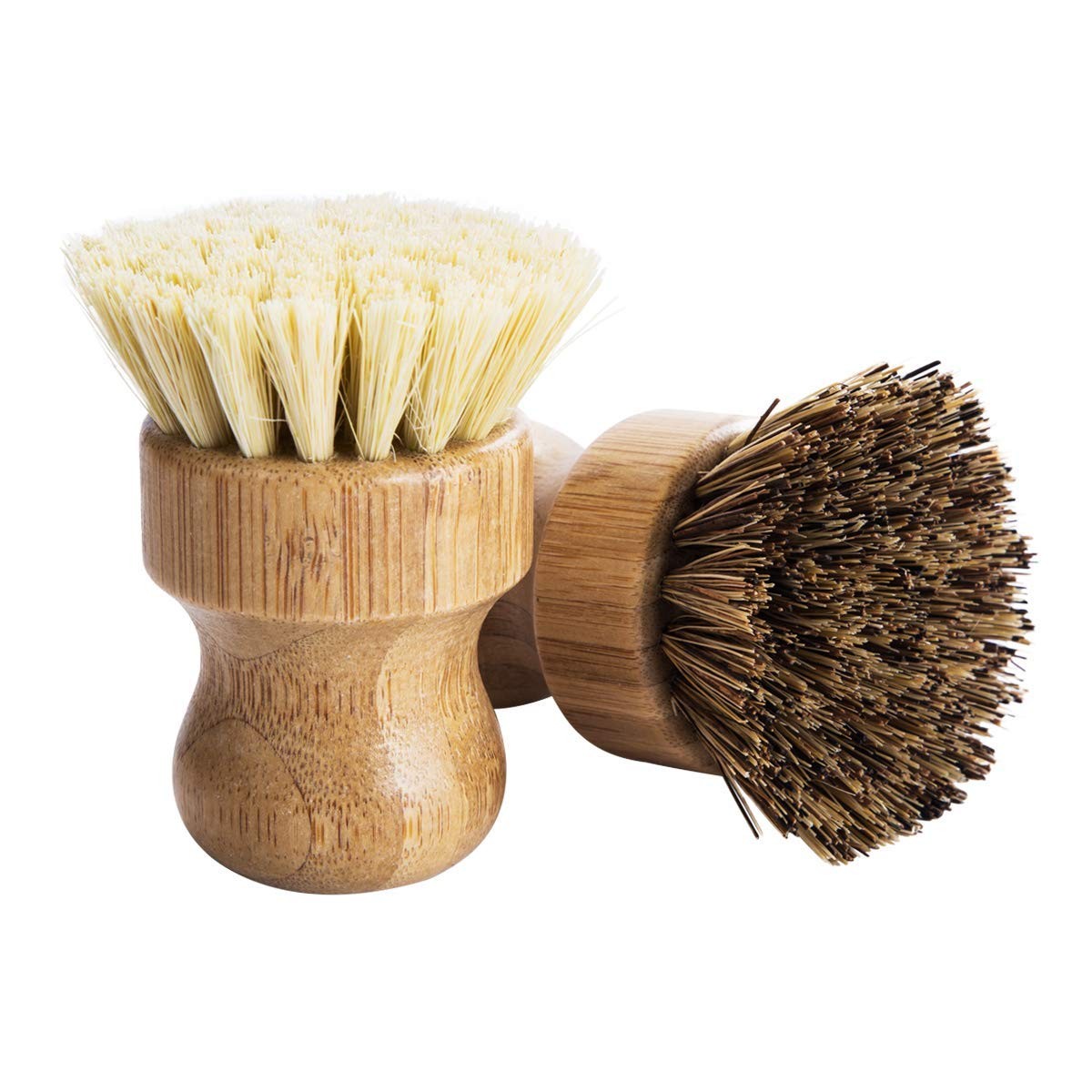 Palm Pot Brush- Bamboo Round 3 Packs Mini Dish 3 Count (Pack of 1), White