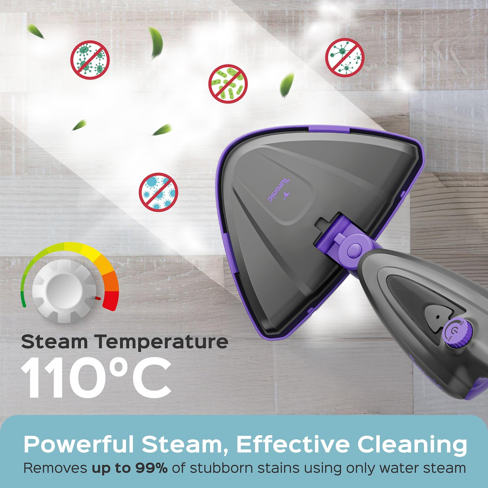 Turonic ST3 10-in-1 Steam Mop – 1500W, 110°C Floor Steamer, 15s Heat-up