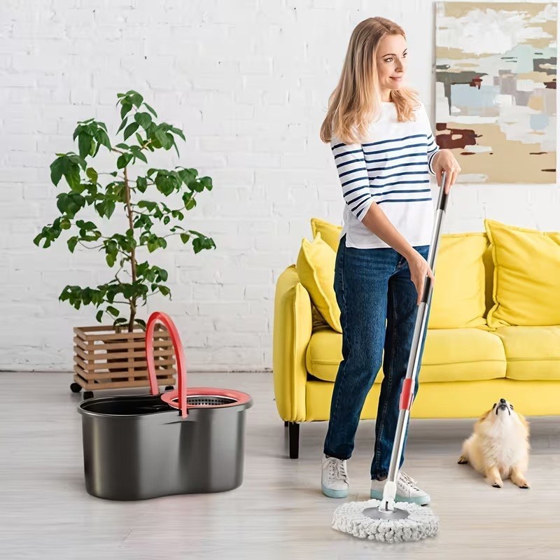 360° Spin Mop and Bucket with Wringer Set Spinning Mop System 3 Mop Refill
