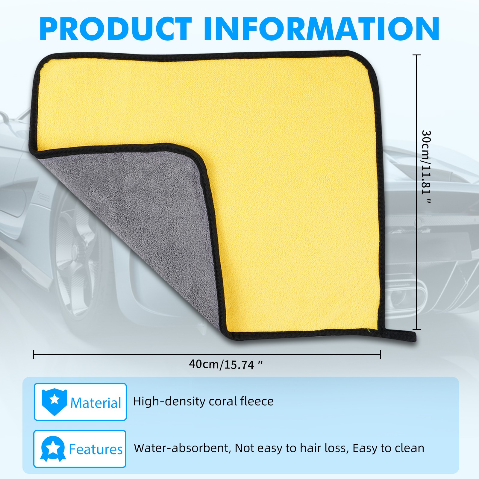 Car Wash Microfiber Towel Detailing Cleaning Cloth Rag Car Care Cloth 30x40cm