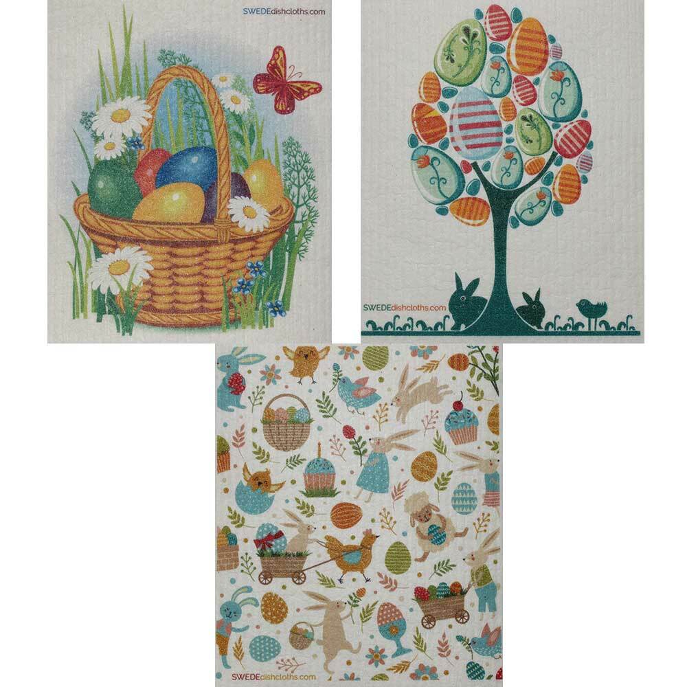Mixed Easter Set of 3 cloths Swedish Dishcloths (one of each design) | ECO