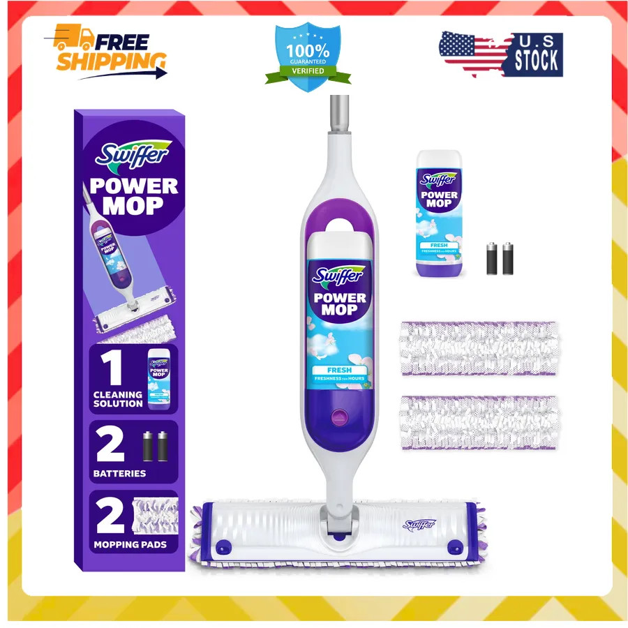 Swiffer Power Mop Floor Cleaning Kit for Wood Tile Vinyl and Laminate