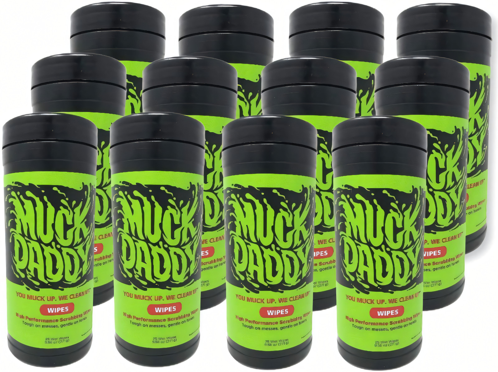 Muck Daddy Shop Towels – 25 Count Canisters (Case of 12) – Industrial Fast Wipes