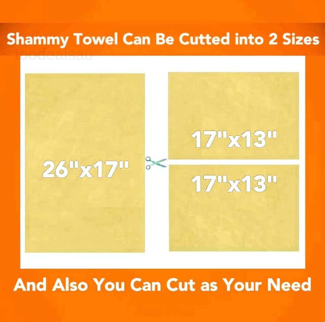Premium Shammy Cloth for Car Drying – 2pk(26”x17”) – Super 2 Pack, Yellow