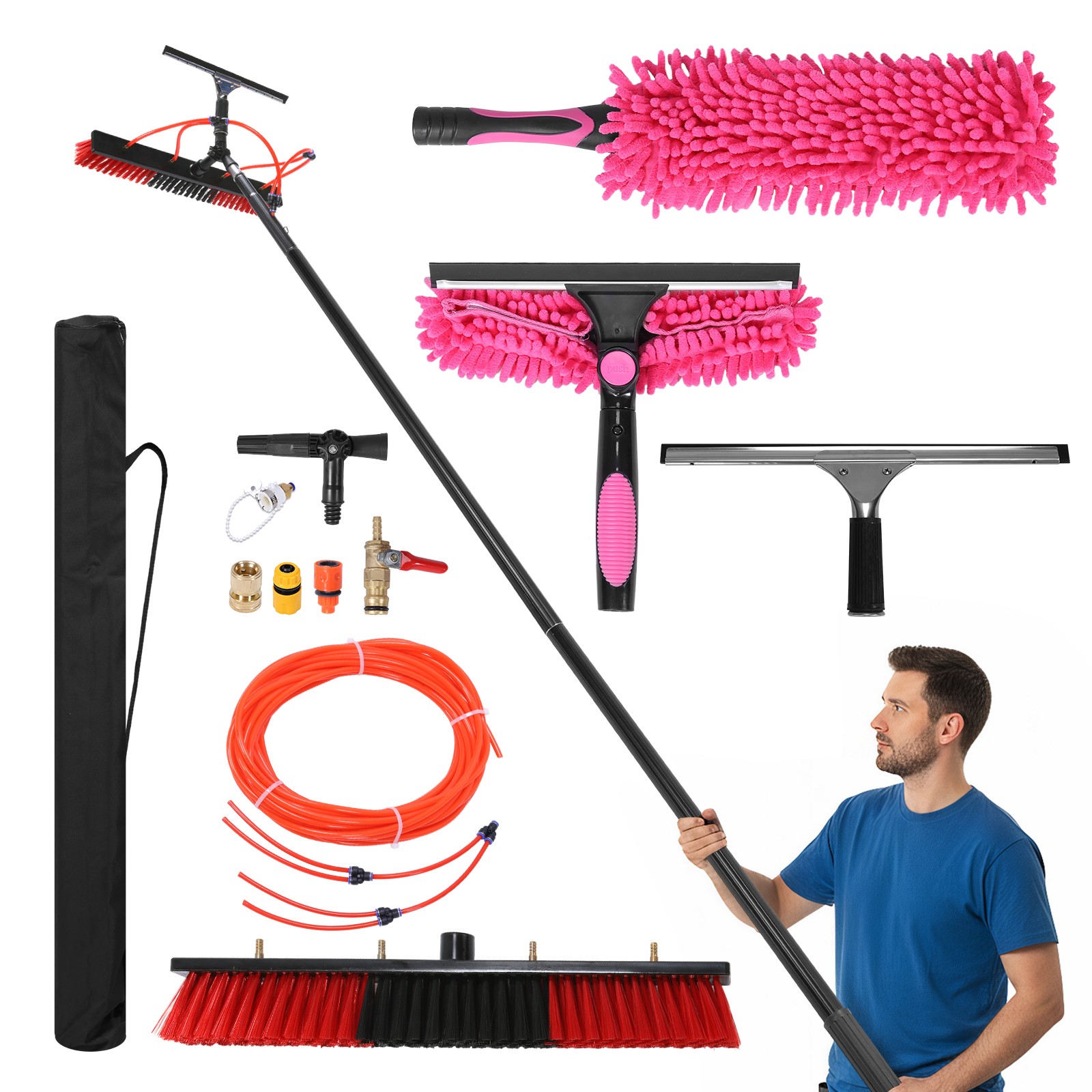 Solar Panel Cleaning Kit with 7M Water Fed Pole, Brush, and Squeegee US