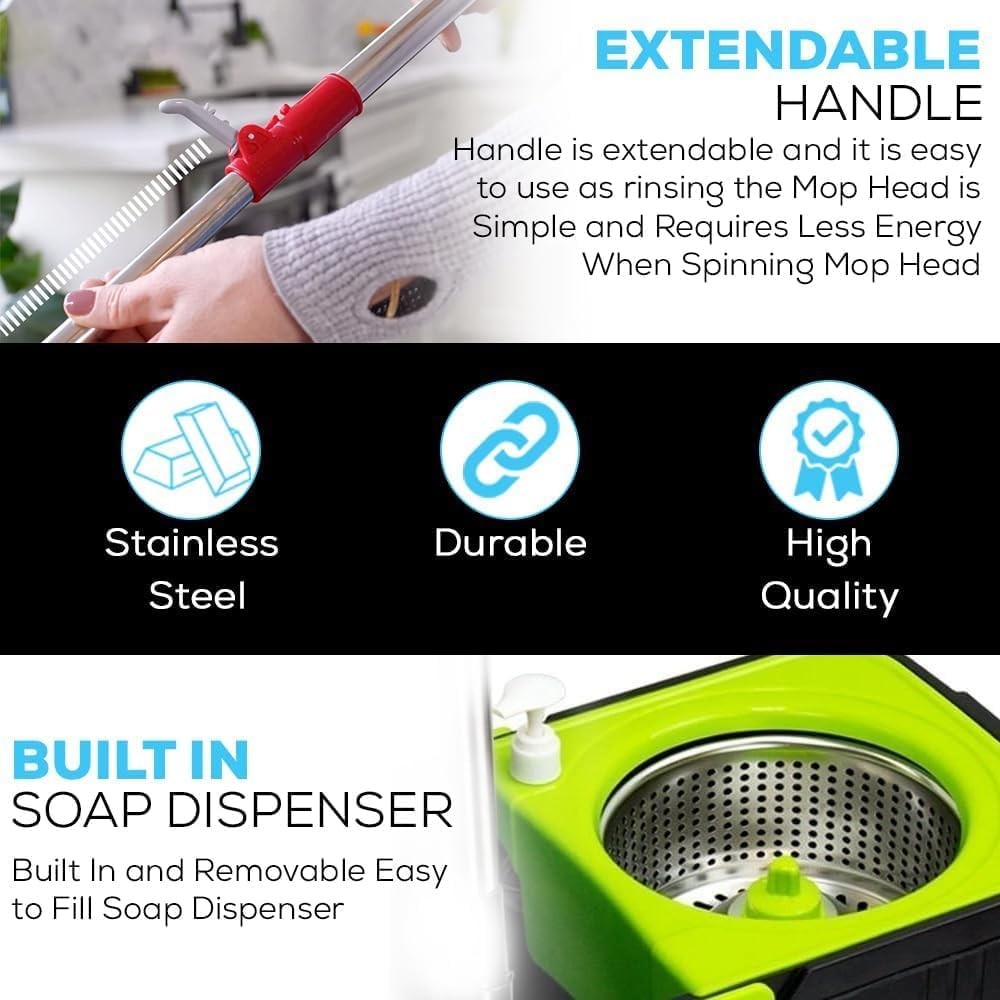Simpli-Magic Premium Spin Mop Cleaning Bucket Set with 3 Microfiber Mop Heads…