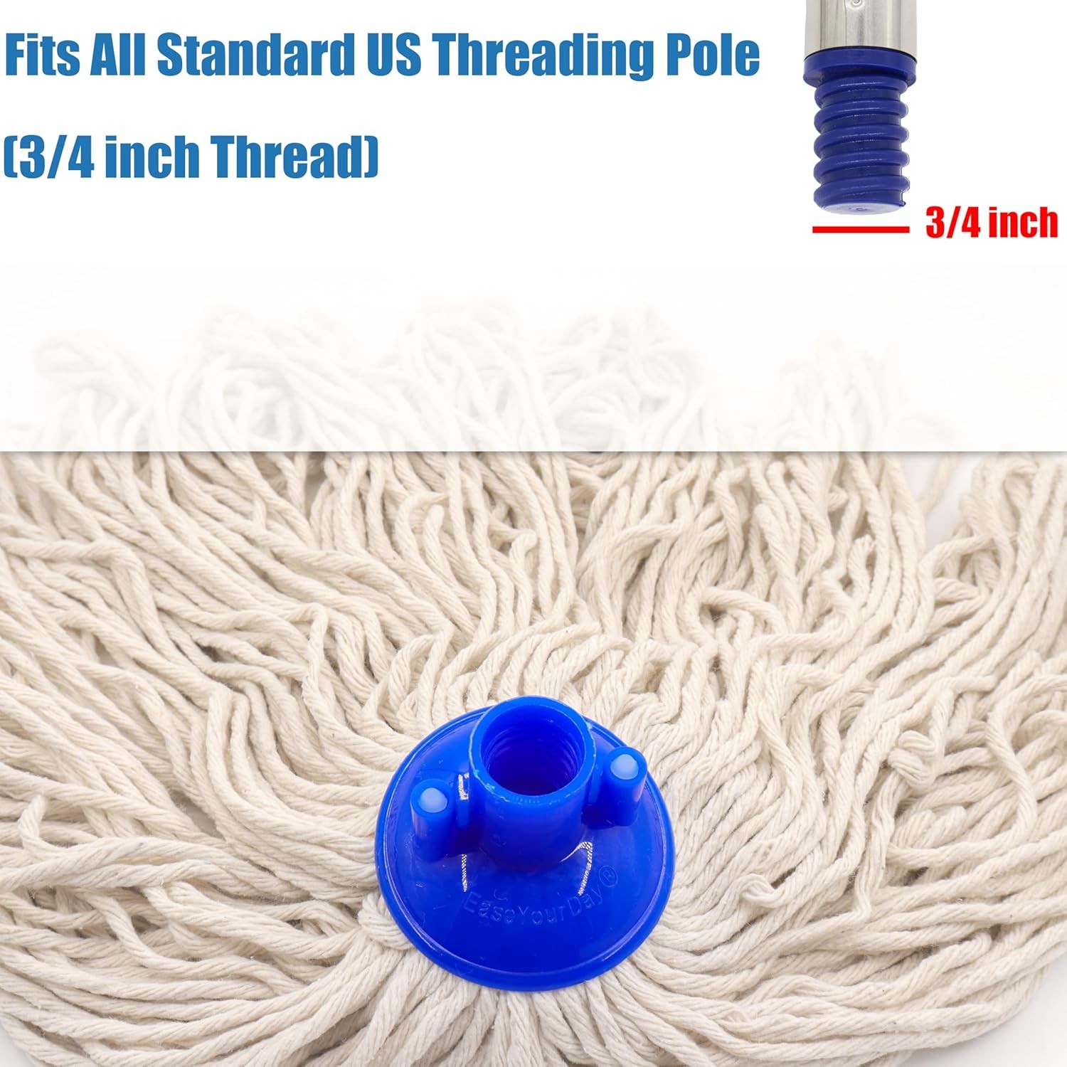 Cotton String Screw on Mop Replacement Head Compatible with All Standard US Thre