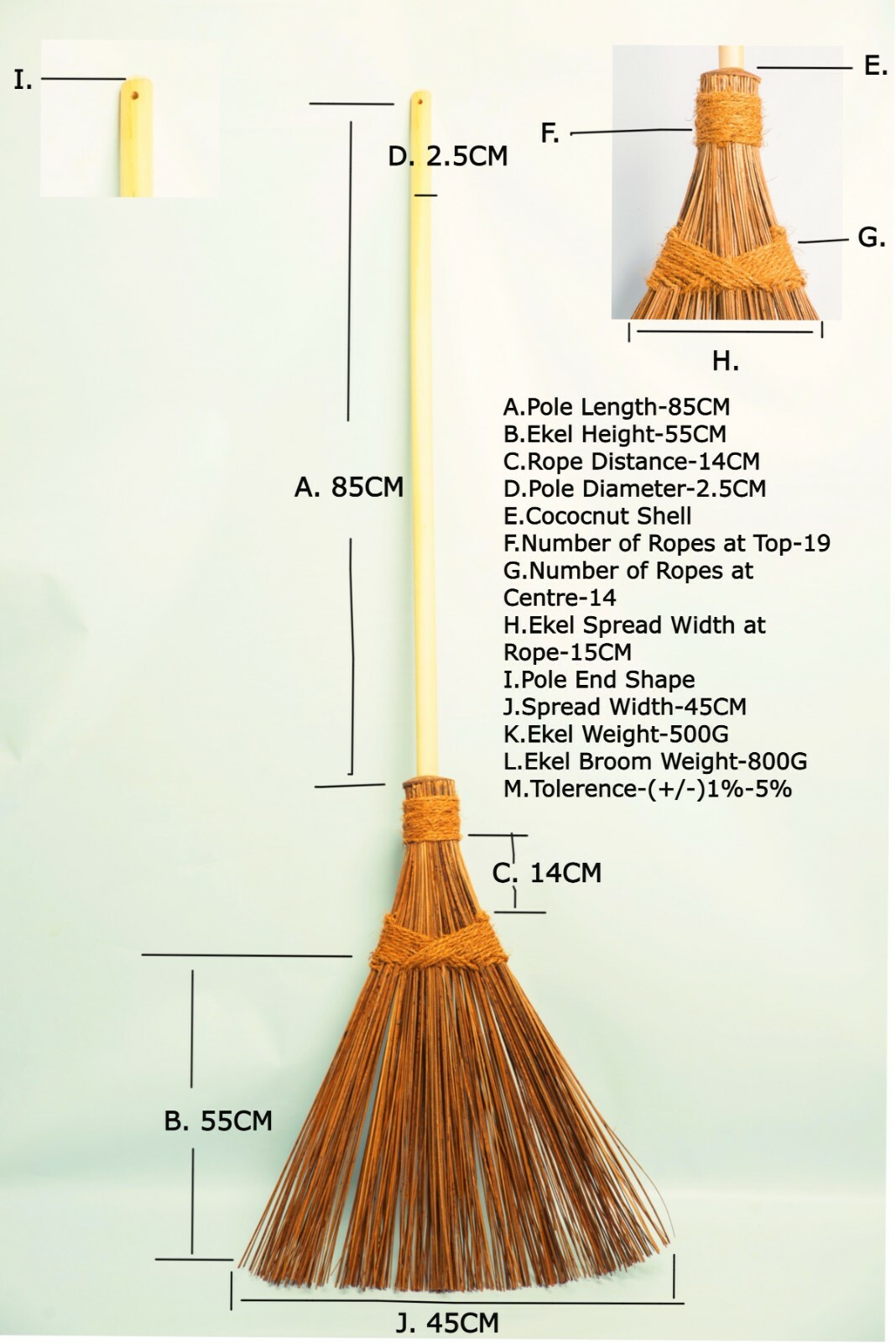 Soft Stiff Sweeping Yard Brush Outdoor Garden Cleaning Broom Wooden Handle ikel