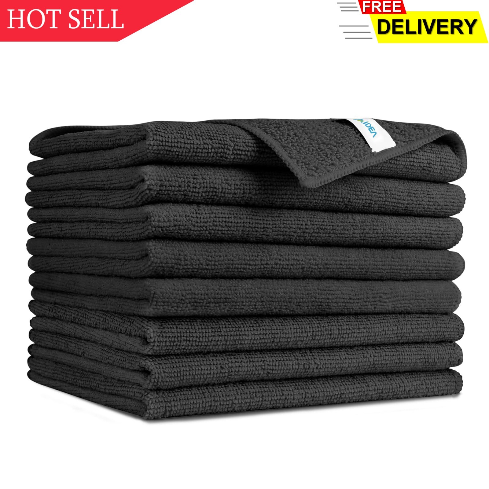AIDEA Black Microfiber Cleaning Cloths-8PK, Soft Absorbent Microfiber Towels…