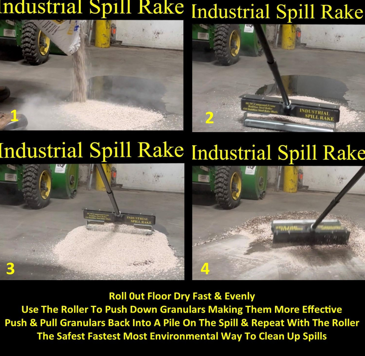 Industrial Spill Rake Oil Floor Dry Absorbent Granular Mats Pads Socks Cleanup