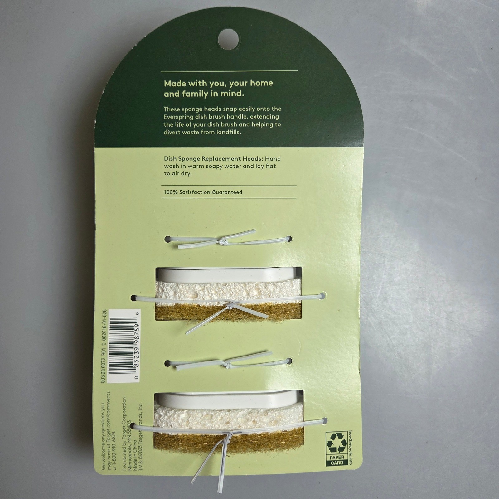 Everspring Dish Sponge Replacement Heads 2 Pack White Brown Snap On Refills NEW