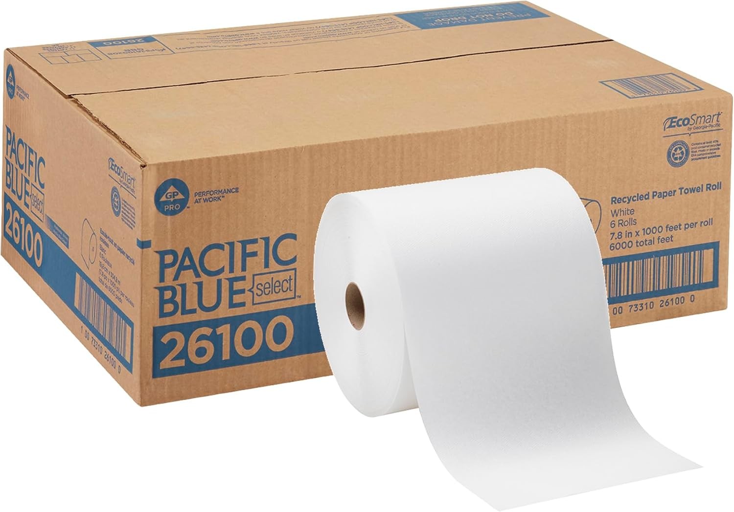 Pacific Blue Select 7.875″ Recycled Paper Towel Rolls by GP PRO, White, 26100,