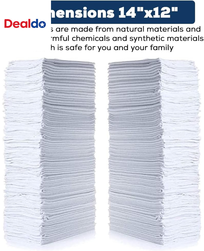 Cotton Shop Towels 14″X12″ (145 Pack) – Reusable Cleaning Shop Rags for Automobi