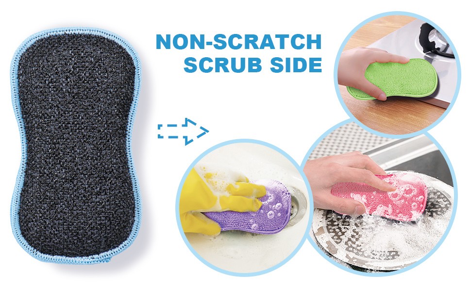 12 Pack Multi-Purpose Scrub Sponges Kitchen, Dish Sponge, Non-Scratch Microfiber