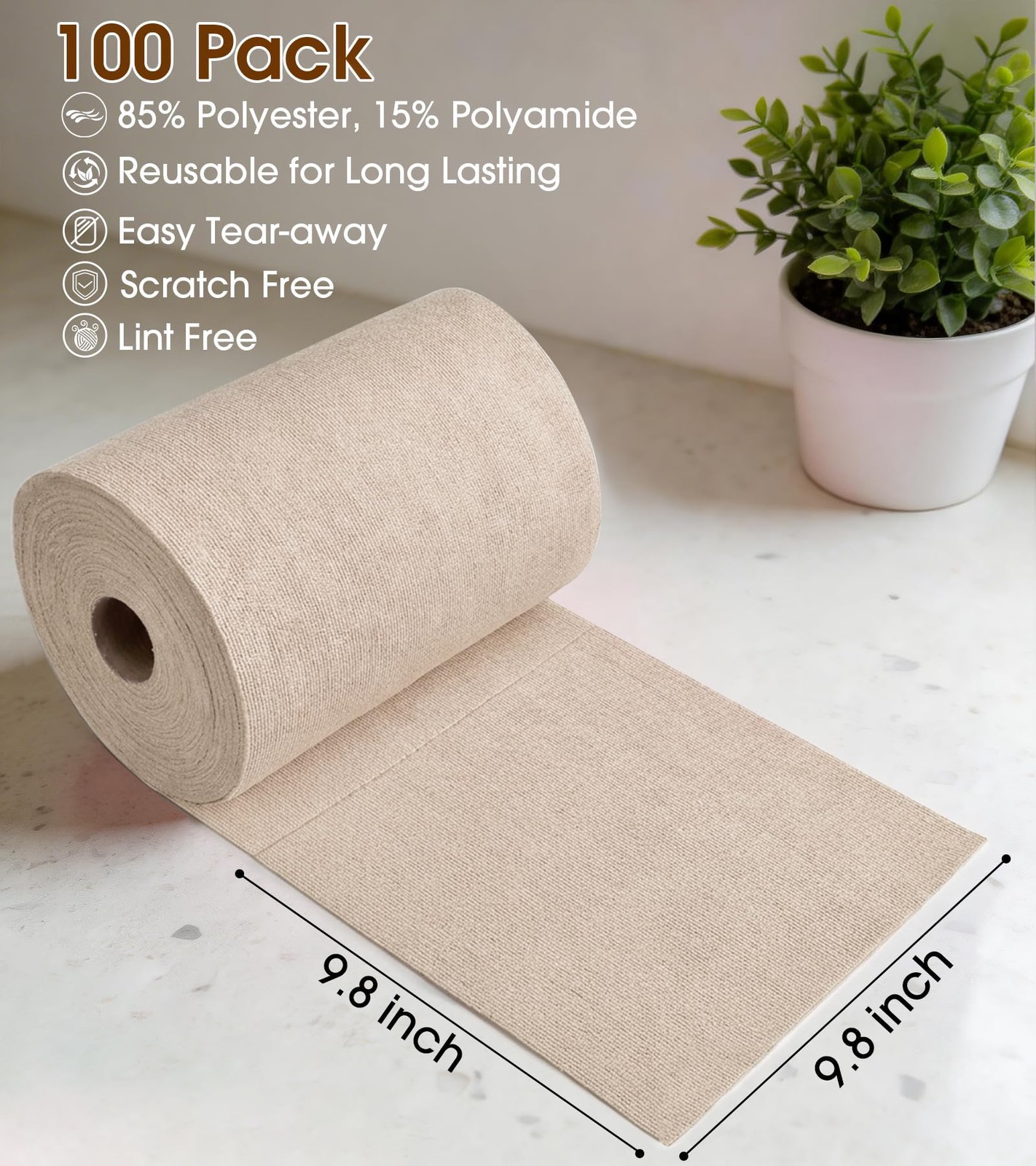 Microfiber Cleaning Cloth Roll, 100 Pack – Tear-Away Microfiber Paper Towels,…