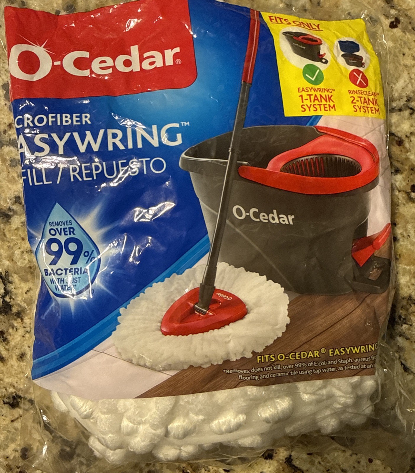 O-Cedar Microfiber EasyWring Mop Refill, 1 Count – New Open Box