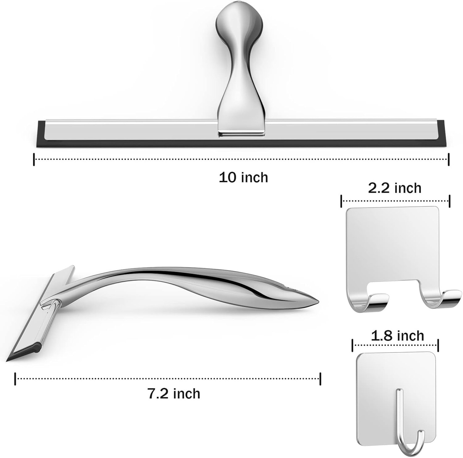 All-Purpose Stainless Steel Shower Squeegee 10 Inch Silver Glass Tile Car Mirror