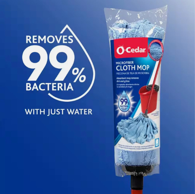 Blue Microfiber Wet Cloth String Mop 4-Pack Reusable Washable Absorbent