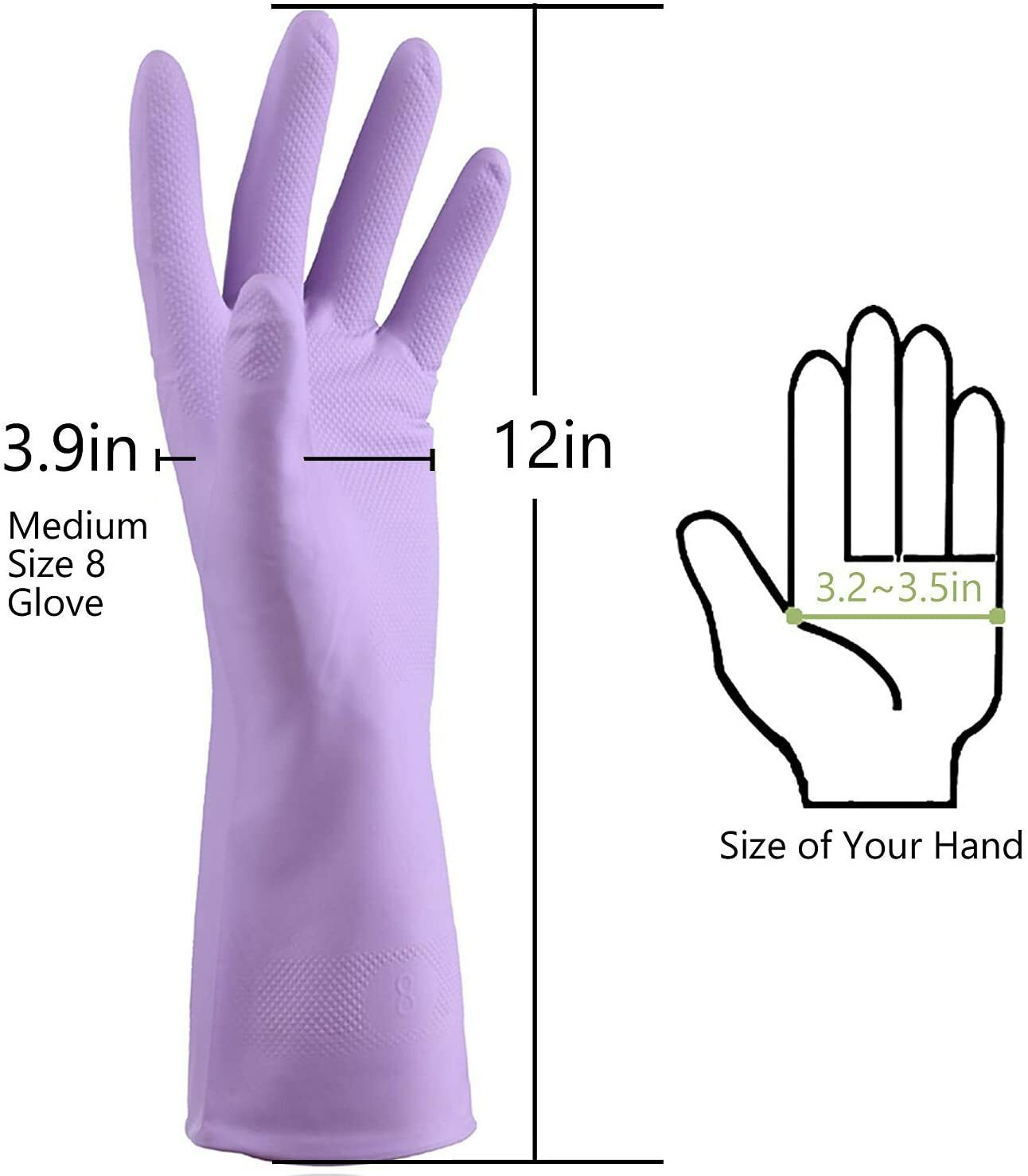 2 Pairs Household Rubber Gloves for Cleaning Dishwashing Gloves Purple Pink M