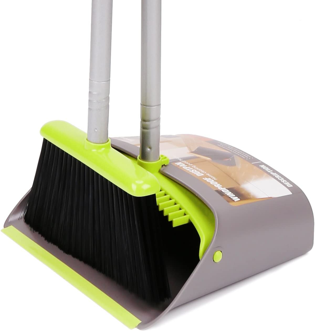 TreeLen Broom and Dustpan Set, TreeLen Broom with Dust Pan with Long Handle C…