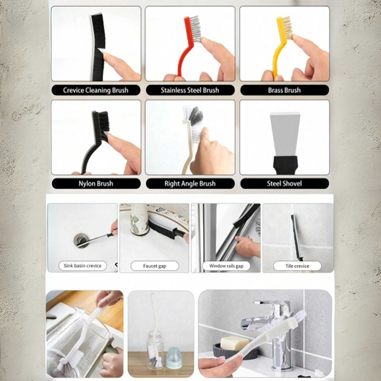 Gap Cleaning Brush Hard Bristle Crevice Brush For Kitchen House Cleaning Scrub