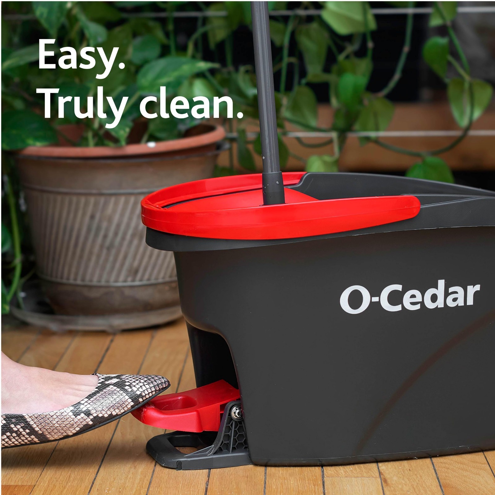 Microfiber Spin Mop & Bucket Floor Cleaning System + 2 Extra Refills, Red/Gray