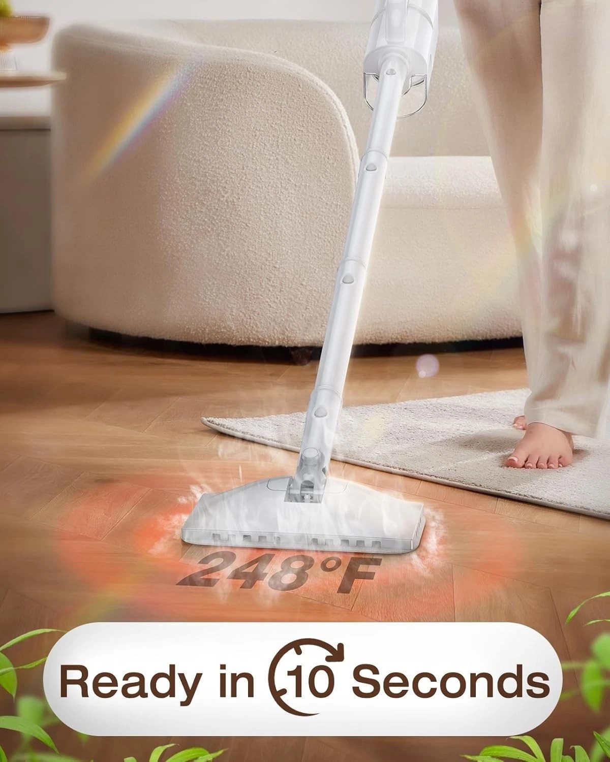 Multi-Surface 10-in-1 Steam Cleaner: 350ml Tank, 10s Heat-Up, Safety Features